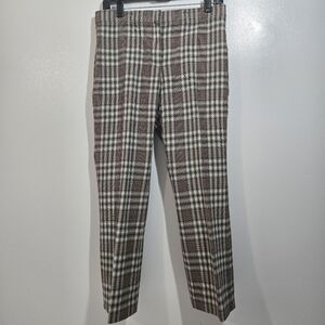 Theory Optical Plaid Wool Kick Pants, s6